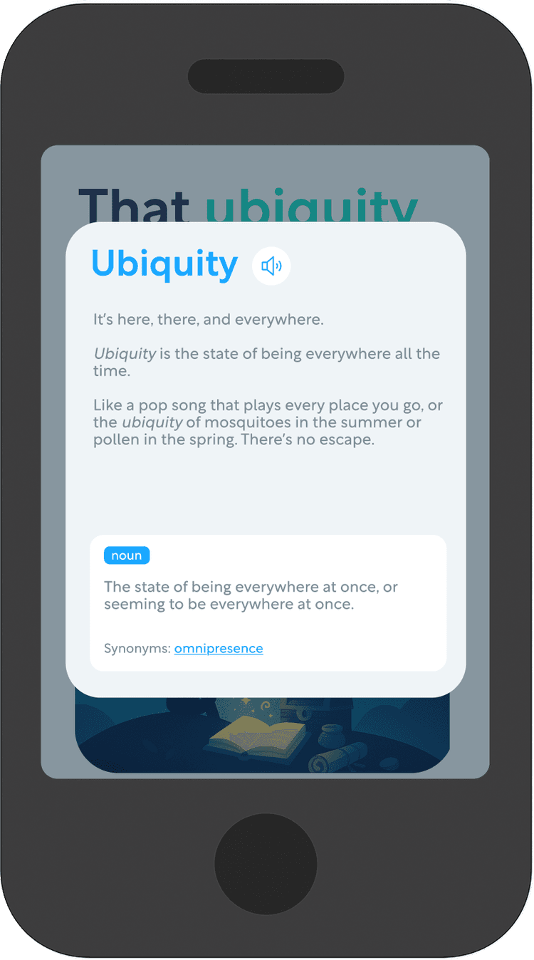 Grocab mobile app mockup showing dictionary interface
